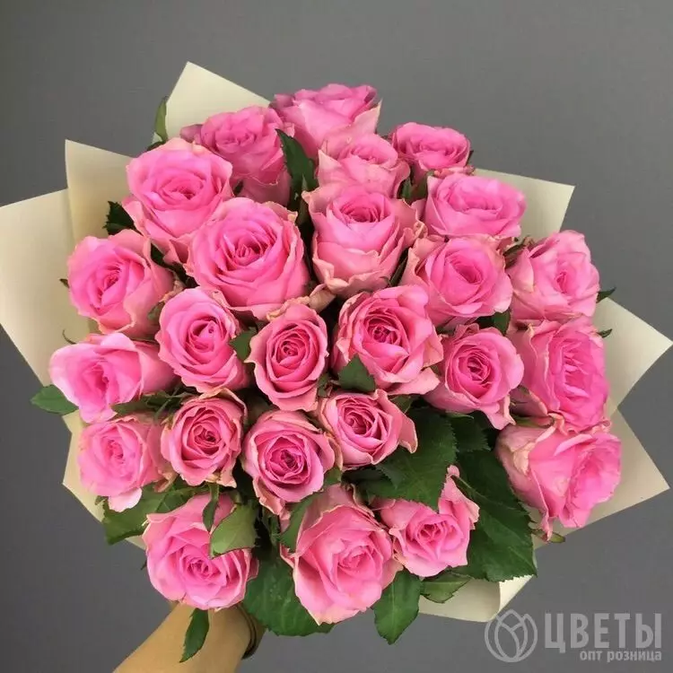 27 розовых роз Кении 35-40 см в упаковке №1