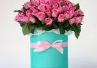 Букет 101 розовой розы в шляпной коробке small №3
