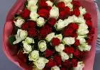 75 белых и красных роз Кения 35-40 см в упаковке small №2