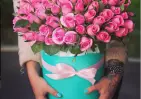 Букет 101 розовой розы в шляпной коробке small №2