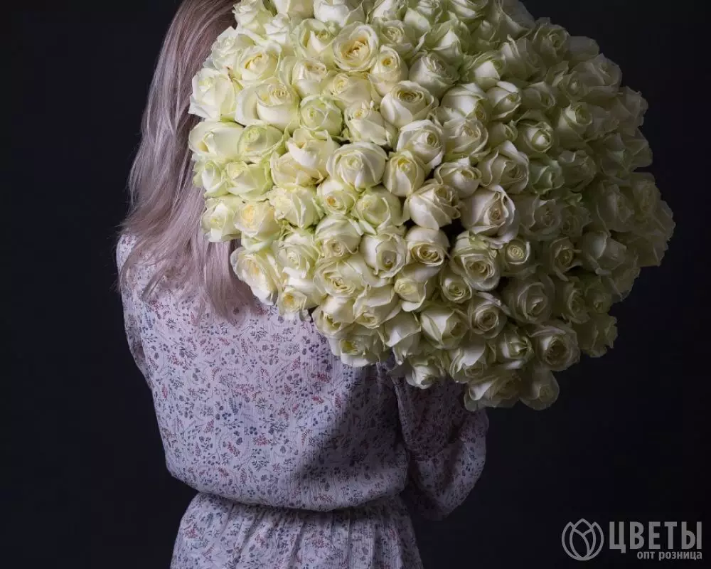 101 белой розы 60 см №2